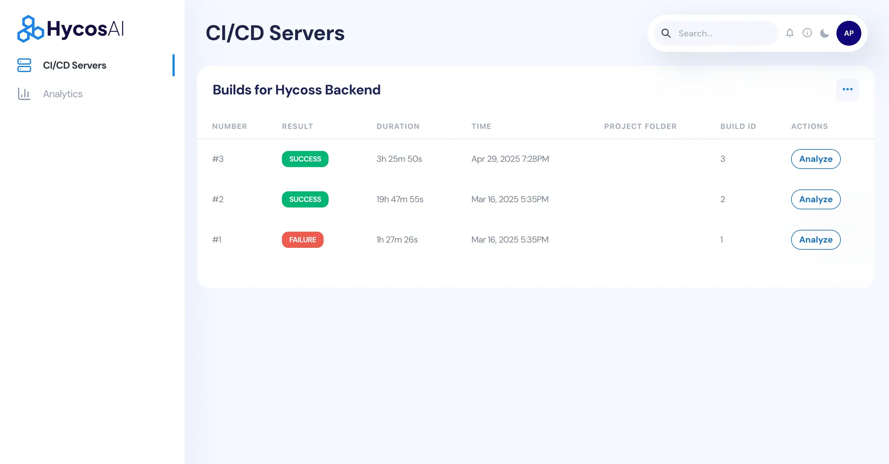 CI/CD Servers Dashboard Preview